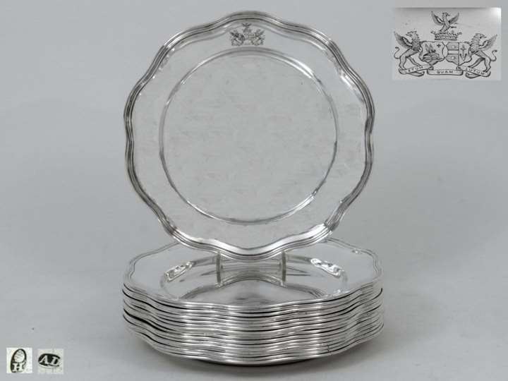 A Set of Eighteen German Silver Plates